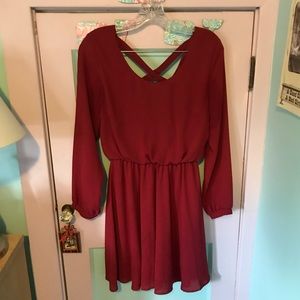 Francesca’s burgundy dress